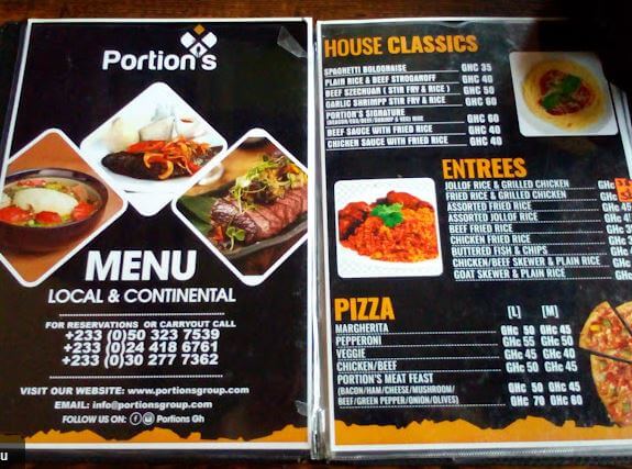 portions bar and restaurant food