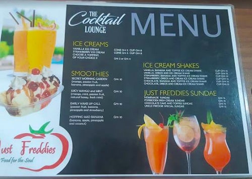 Just Freddies Menu Prices