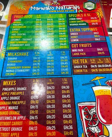 Mawarko Restaurant, Abelemkpe Branch Menu Prices